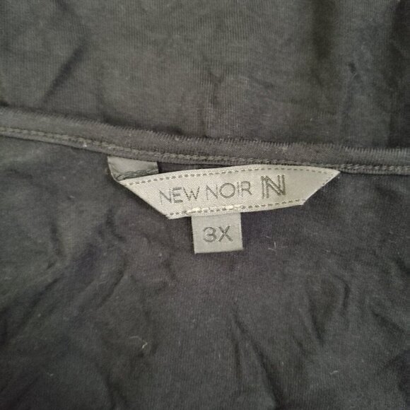 New Noir Sequined Sleeveless Blouse Top Feathery Accents Stretch Black Size 3X - Picture 3 of 7